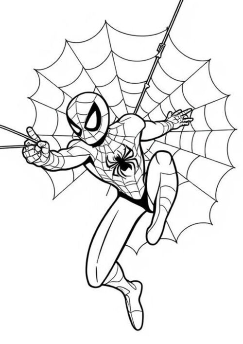 Spiderman Webs Coloring Page For Kids – Free Activity PDF Download