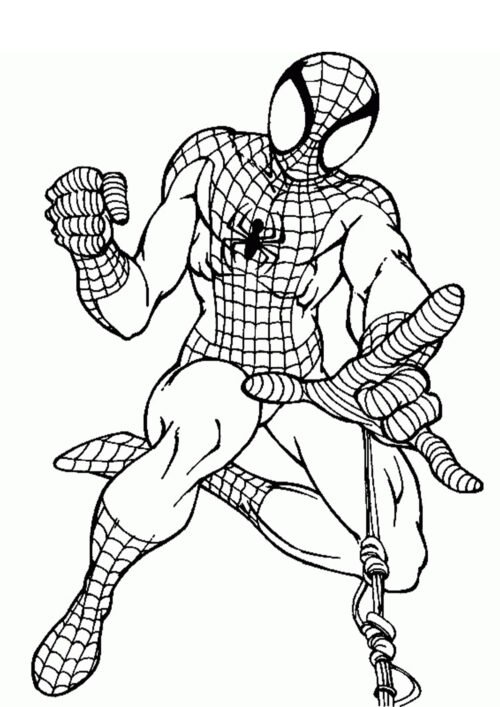 Spiderman Shooting his web Coloring Page For Kids – Free Activity PDF Download