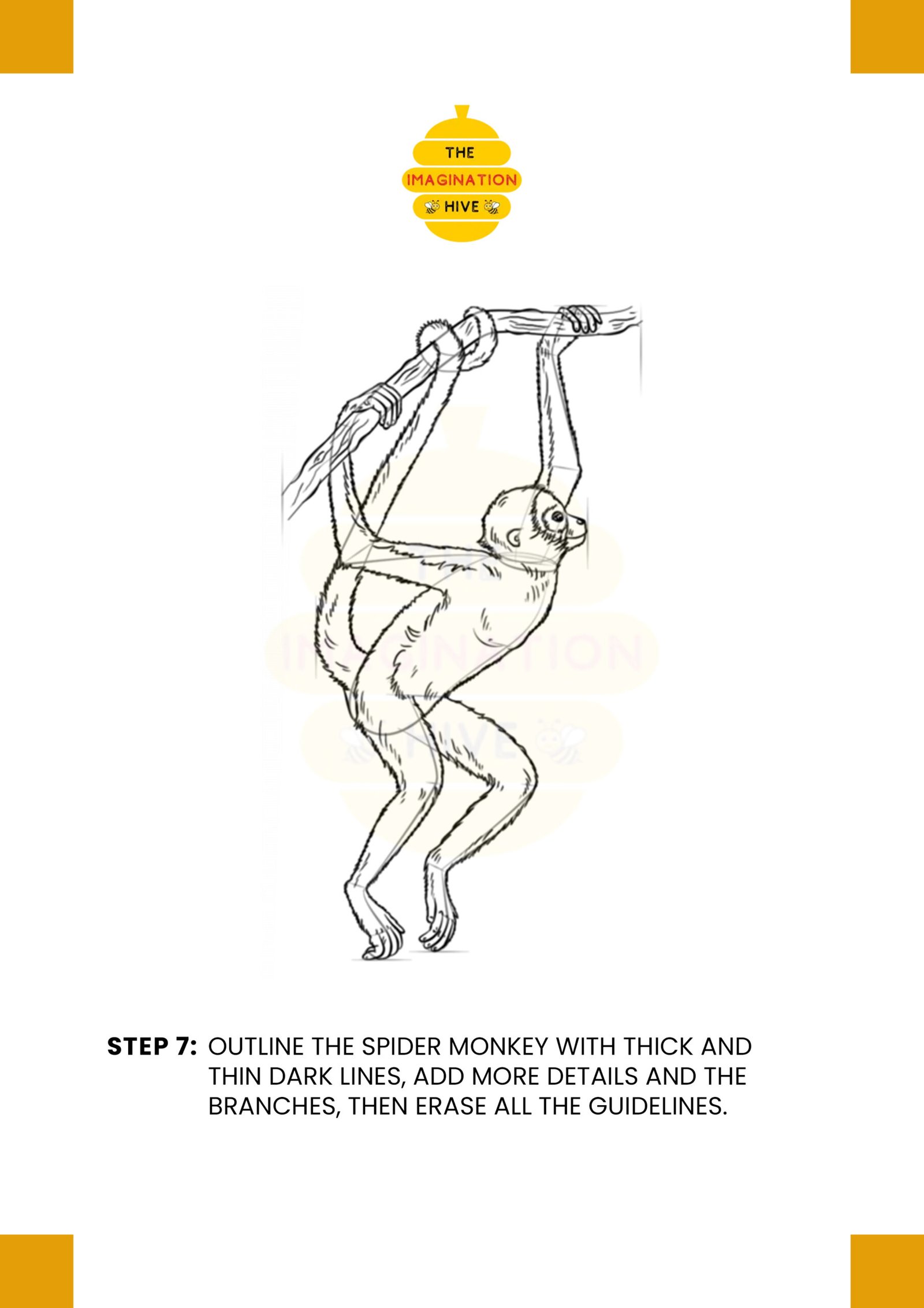 How to Draw a Spider Monkey Step 7 How to Draw a Spider Monkey Step 7
