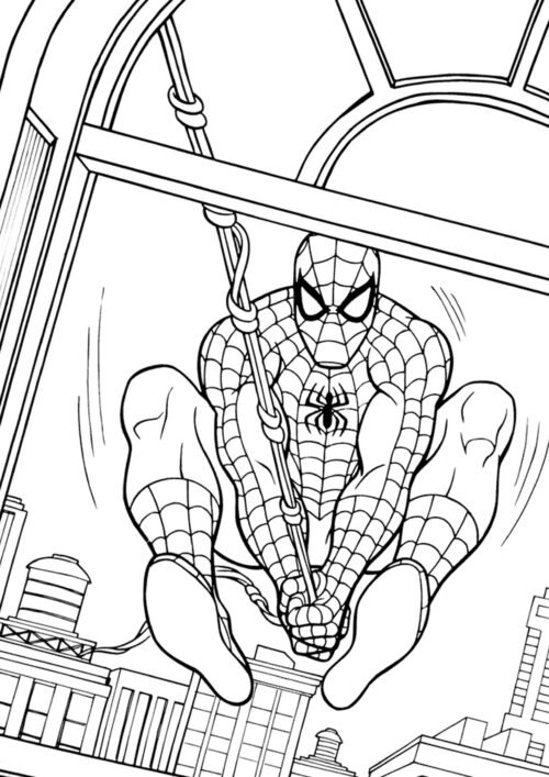 Spiderman Ready to help Coloring Page For Kids – Free Activity PDF Download