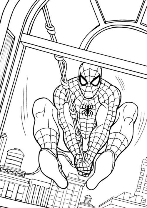 Spiderman Ready to help Coloring Page For Kids – Free Activity PDF Download