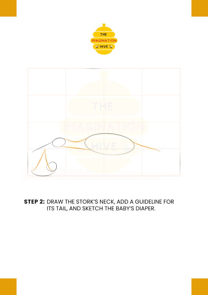 How to Draw a Stork with a Baby step 2