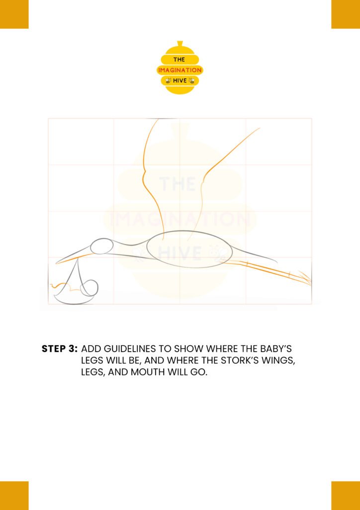 How to Draw a Stork with a Baby step 3