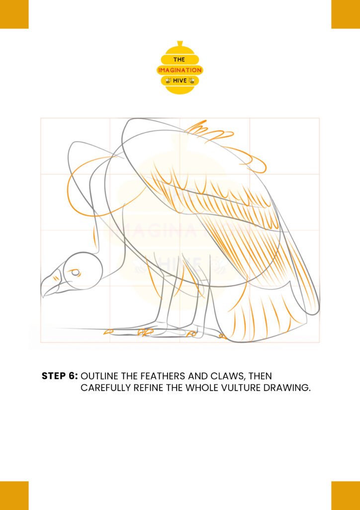 How to Draw a Vulture step 6