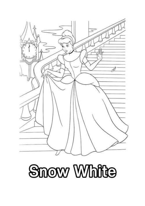 Snow White Castle Stairs Coloring Page For Kids – Free Activity PDF Download