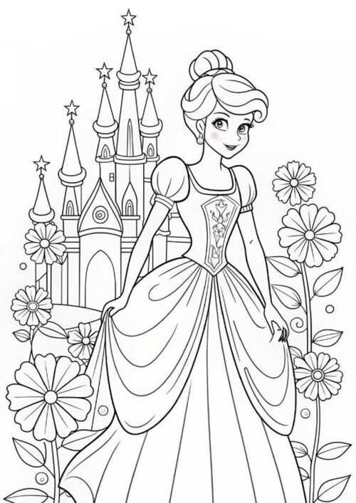 Cute Princess Coloring Page For Kids – Free Activity PDF Download