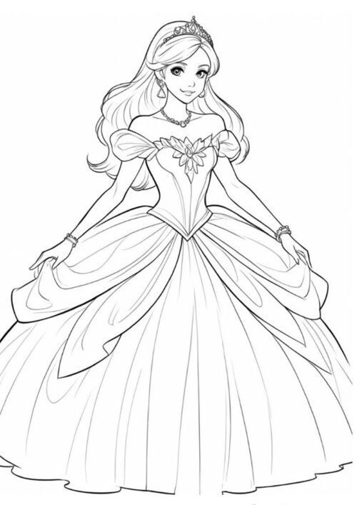 Royal Princess Coloring Page For Kids – Free Activity PDF Download