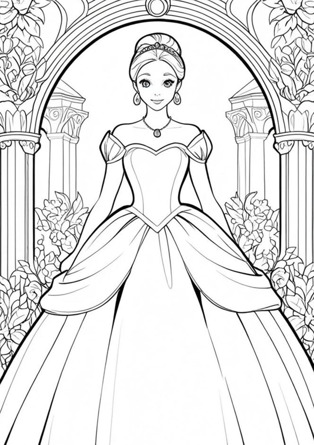 Lovely Princess Coloring Page For Kids – Free Activity PDF Download ...