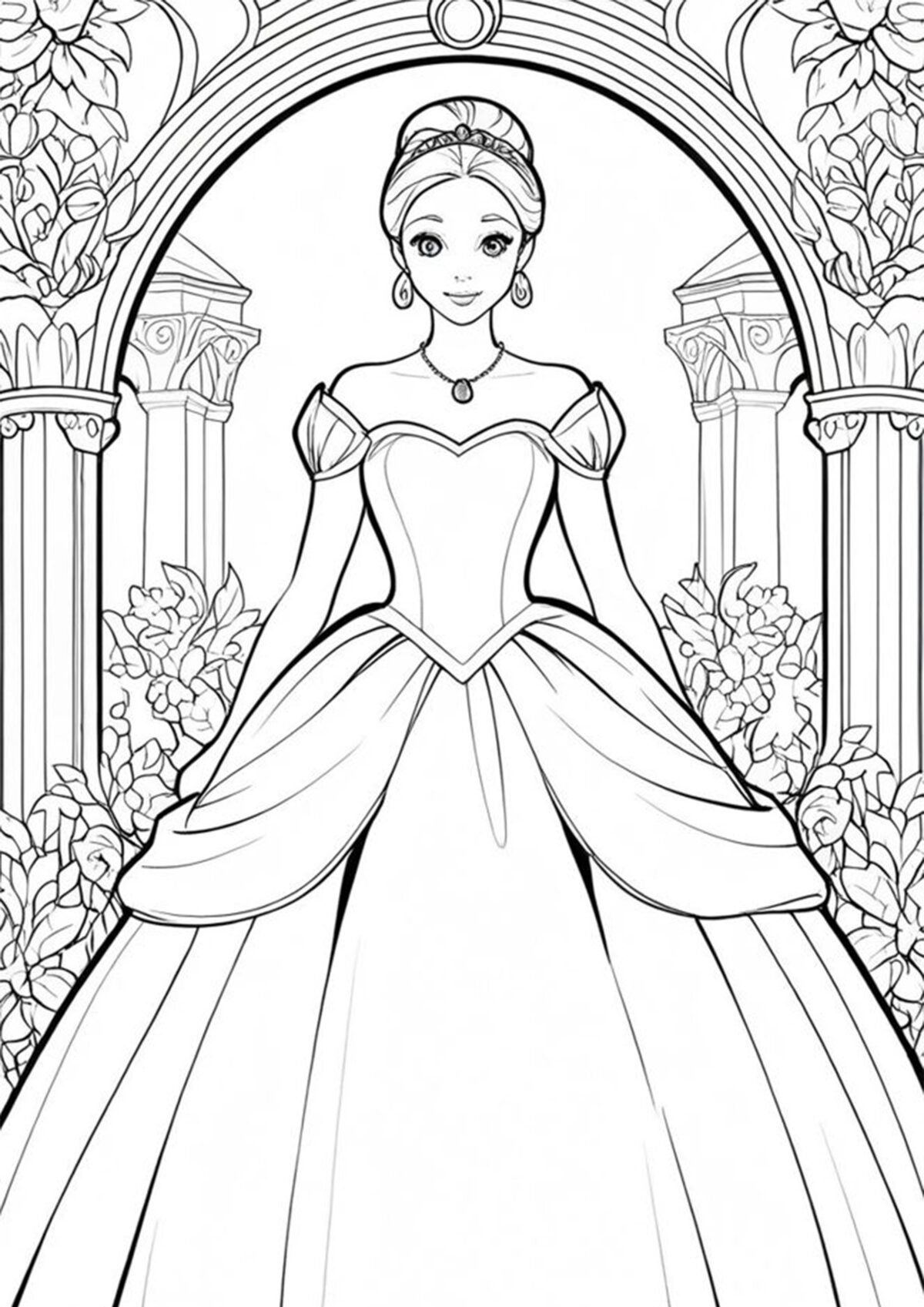 Lovely Princess Coloring Page For Kids – Free Activity PDF Download ...
