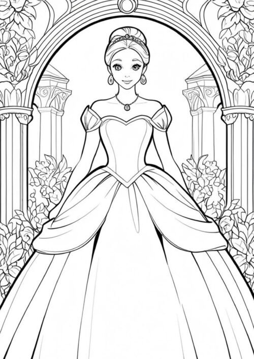 Lovely Princess Coloring Page For Kids – Free Activity PDF Download