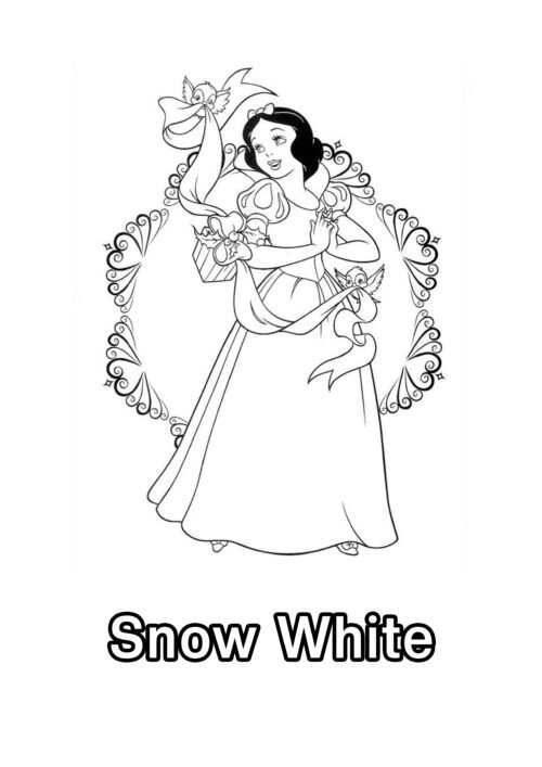 Elegant Snow White Coloring Page For Kids – Free Activity PDF Download