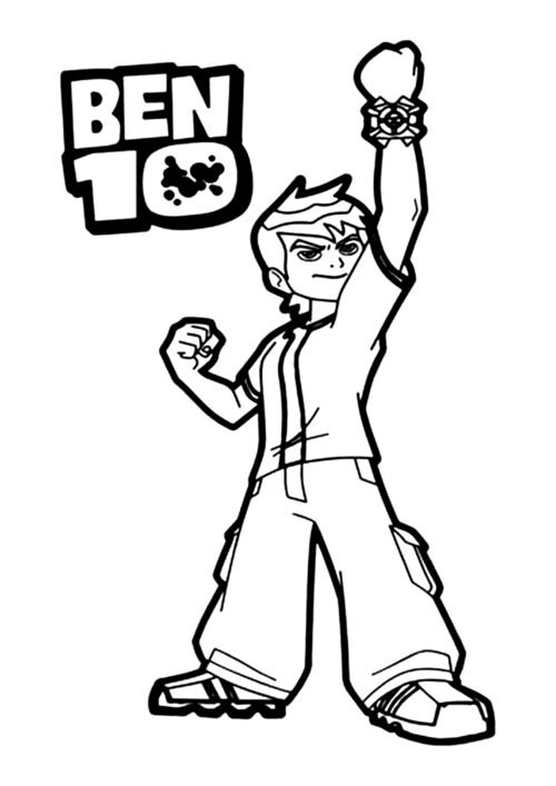 Ben 10 Hero Pose Coloring Page For Kids – Free Activity PDF Download