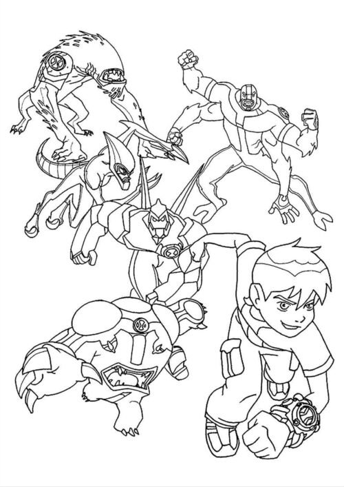 Ben 10 Ultimate Aliens Action Coloring Page For Kids – Free Activity PDF Download