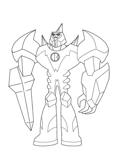 Ben 10 Armored Alien Coloring Page For Kids – Free Activity PDF Download