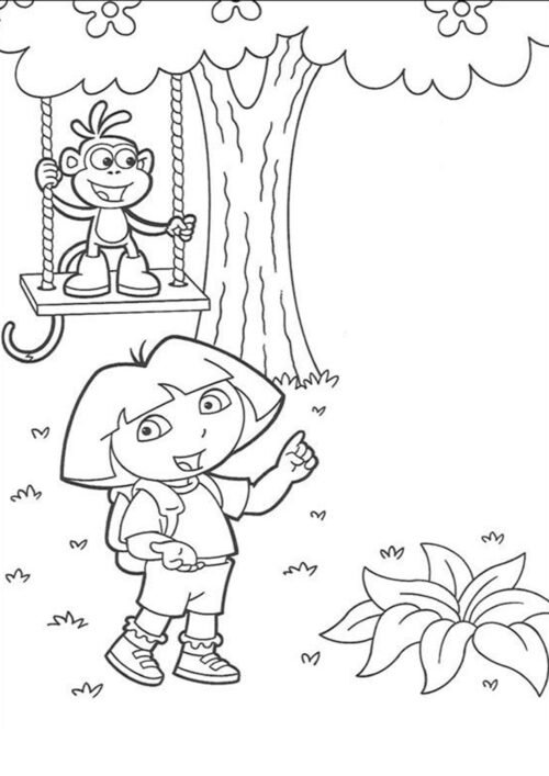 Dora And Diego Beach Play Coloring Page For Kids – Free Activity PDF Download