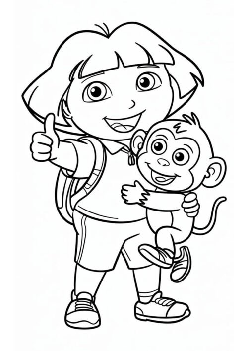 Dora And Boots Thumbs Up Coloring Page For Kids – Free Activity PDF Download