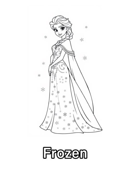 Frozen Elsa Elegant Dress Coloring Page For Kids – Free Activity PDF Download