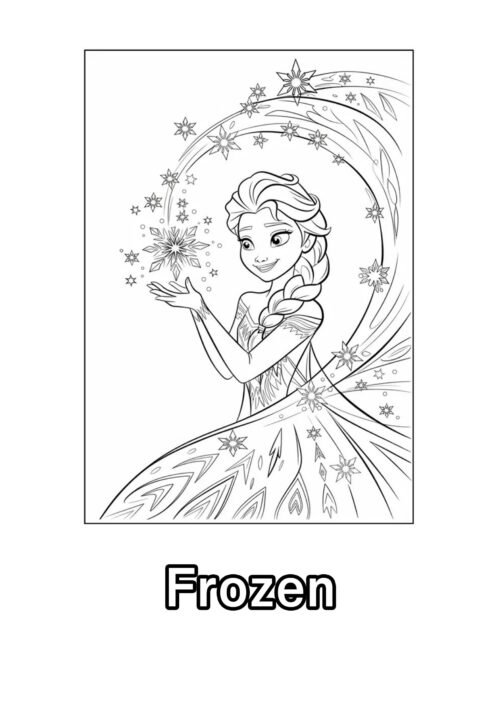Frozen Elsa Magic Snowflakes Coloring Page For Kids – Free Activity PDF Download