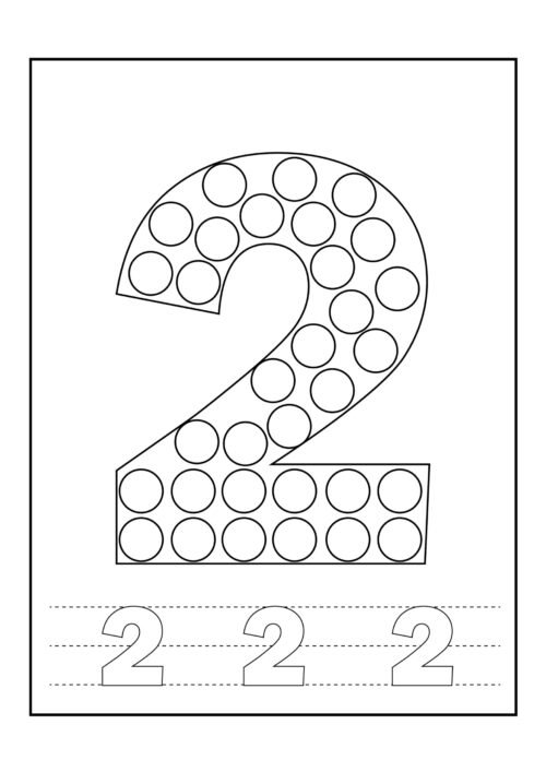 Number 2 Tracing Coloring Page For Kids – Free Activity PDF Download