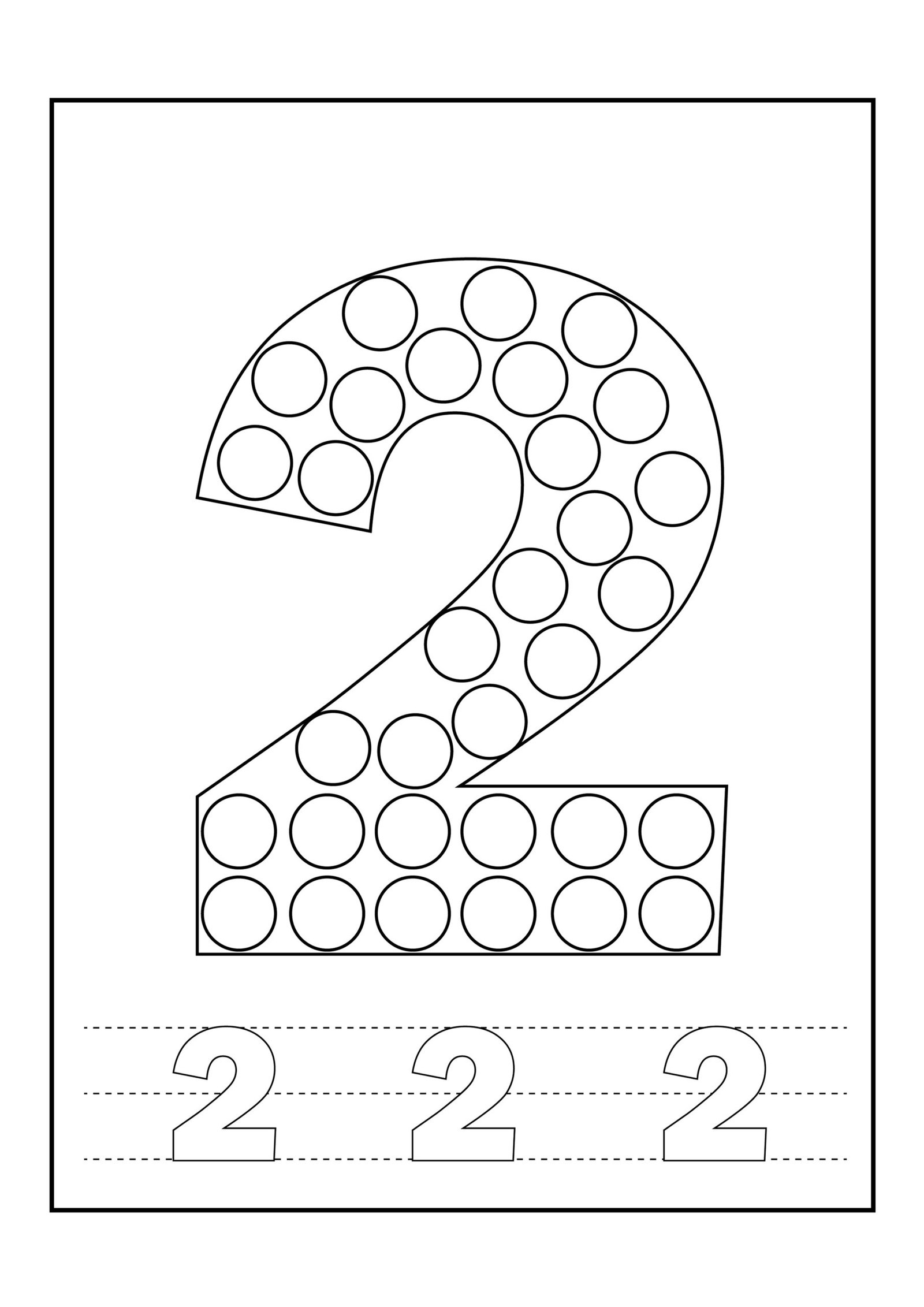 Number 2 Tracing Coloring Page For Kids – Free Activity PDF Download