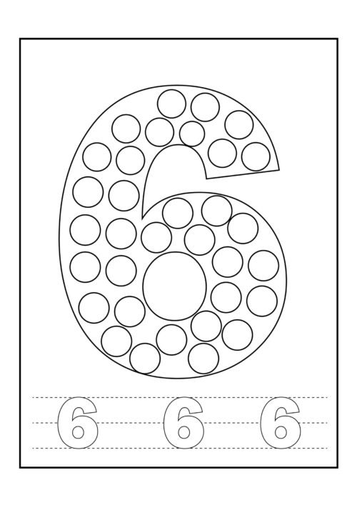 Number 6 Tracing Coloring Page For Kids – Free Activity PDF Download