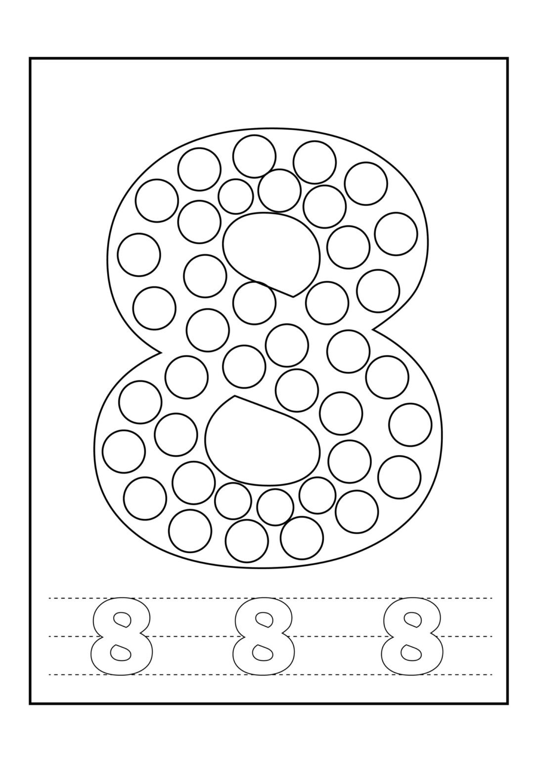Number 8 Tracing Coloring Page For Kids – Free Activity PDF Download ...