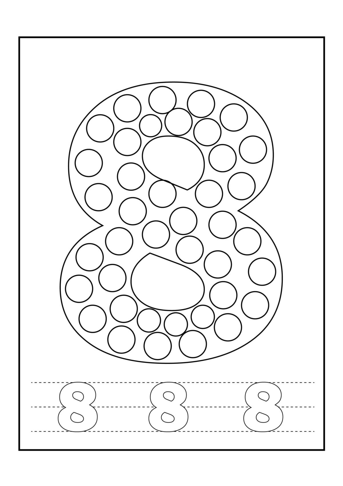 Number 8 Tracing Coloring Page For Kids – Free Activity PDF Download ...