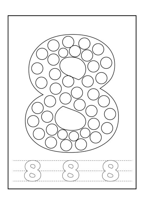Number 8 Tracing Coloring Page For Kids – Free Activity PDF Download