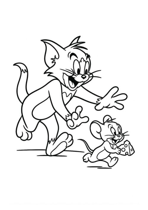 Tom Chasing Jerry Coloring Page For Kids – Free Activity PDF Download