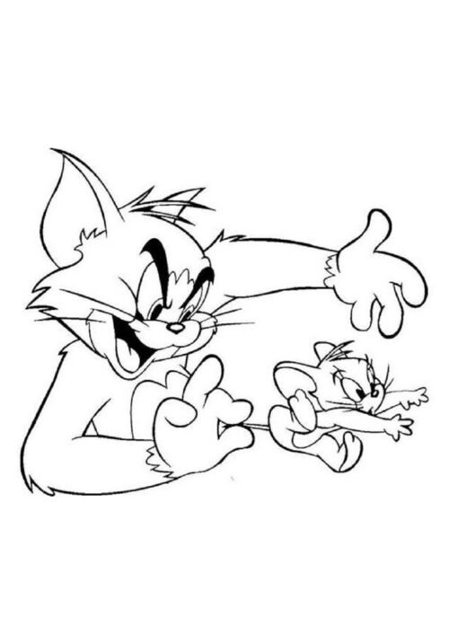 Funny Tom and Jerry Chase Scene Coloring Page For Kids – Free Activity PDF Download