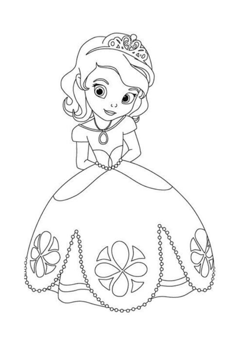 Princess Sofia Classic Royal Dress Coloring Page For Kids – Free Activity PDF Download