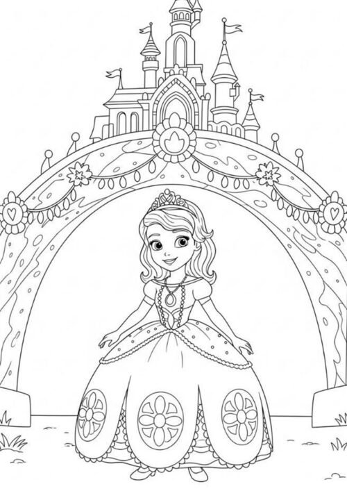 Princess Sofia Castle Archway Coloring Page For Kids – Free Activity PDF Download