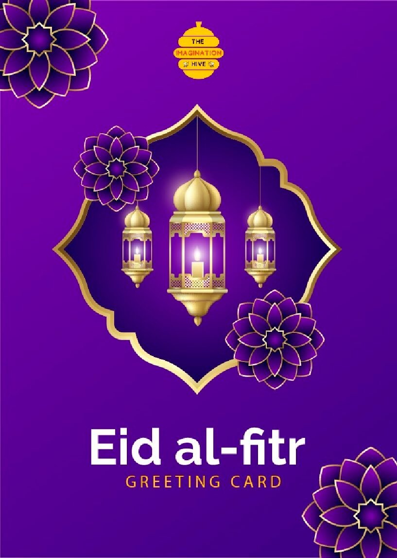 Purple Lantern Floral Eid al Fitr Greeting Card – Free Greeting Card PDF Download