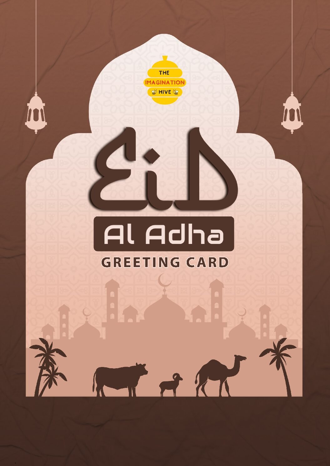 Mosque Camel Goat Eid ul Adha Greeting Card – Free Greeting Card PDF Download
